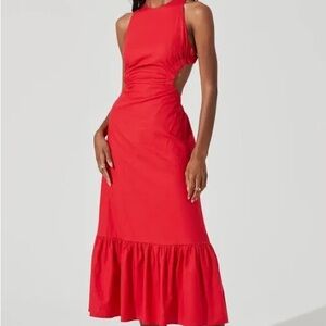 Astr Red Sleeveless Midi Dress with Side Cutouts